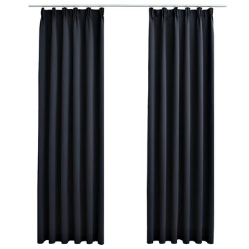 2 db antracitszürke sötétítőfüggöny kampókkal 140 x 225 cm
