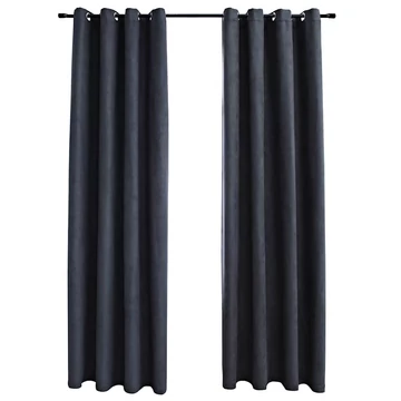 2 db antracitszürke sötétítőfüggöny fémgyűrűkkel 140 x 225 cm