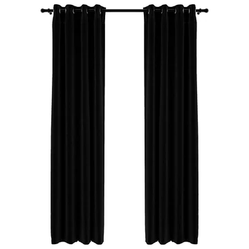 2 db fekete, vászonhatású sötétítőfüggöny fűzőkarikával 140 x 225 cm