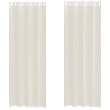 2 db krémszínű fátyolfüggöny rojtokkal 140x300 cm