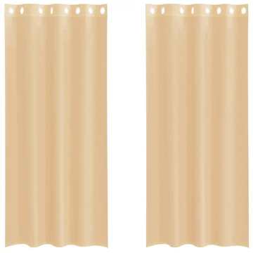 2 db homokszínű fátyolfüggöny rojtokkal