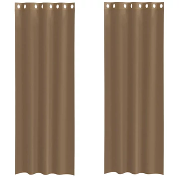 2 db világosbarna színű fátyolfüggöny rojtokkal
