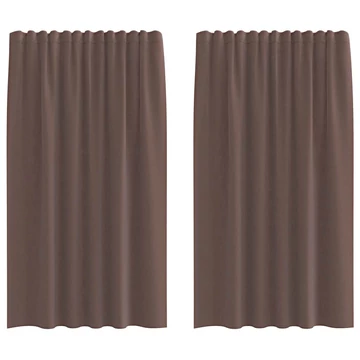2 db barna voile függönyök rúd zsebekkel