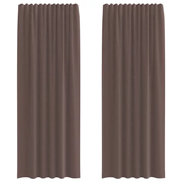 2 db barna voile függönyök rúd zsebekkel