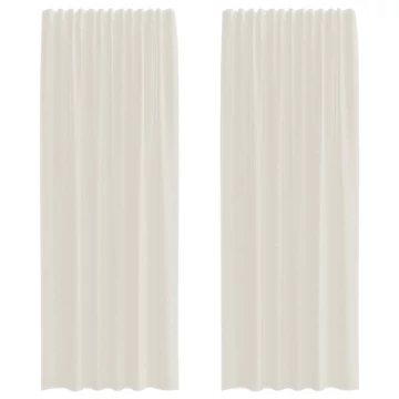 2 db krém színű voile függönyök rúd zsebekkel