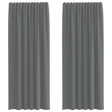 2 db sötétszürke voile függönyök rúd zsebekkel