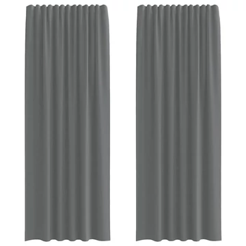 2 db sötétszürke voile függönyök rúd zsebekkel