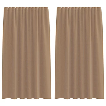 2 db világosbarna voile függönyök rúd zsebekkel