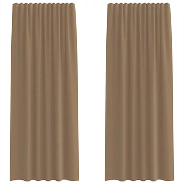 2 db világosbarna voile függönyök rúd zsebekkel