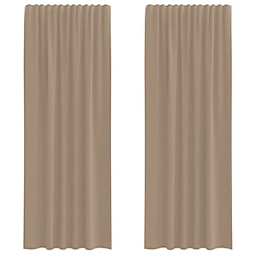 2 db világosbarna voile függönyök rúd zsebekkel