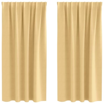 Fekete Függöny Gyűrűkkel 2 db Bézs 175 x 140 cm Poliészter