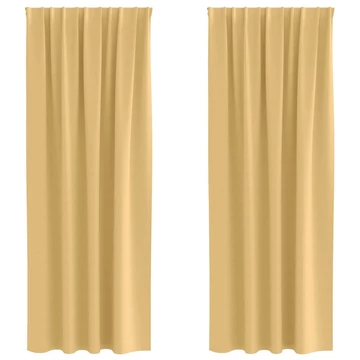 Fekete Függöny Gyűrűkkel 2 db Bézs 260 x 140 cm Poliészter