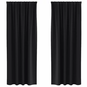 Fekete Függöny Gyűrűkkel 2 db Fekete 245 x 140 cm Poliészter