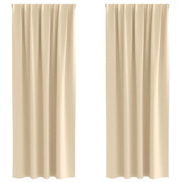 Fekete Függöny Gyűrűkkel 2 db Krém 245 x 140 cm Poliészter