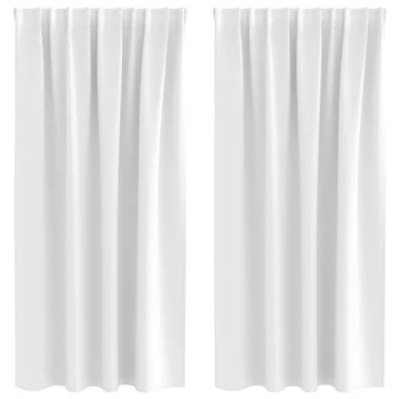 Fekete Függöny Gyűrűkkel 2 db Fényes fehér 175 x 140 cm