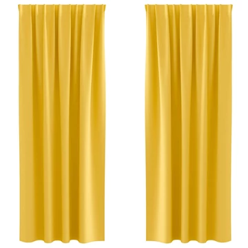 Fekete Függöny Gyűrűkkel 2 db Mustár sárga 245 x 140 cm