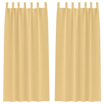 Fekete Függöny Gyűrűkkel 2 db Bézs 245 x 140 cm Poliészter