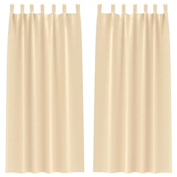 Fekete Függöny Gyűrűkkel 2 db Krém 245 x 140 cm Poliészter