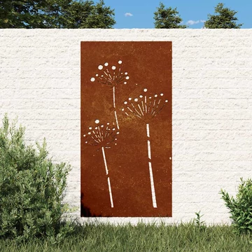 vidaXL virágmintás corten acél kerti faldí­sz 105 x 55 cm