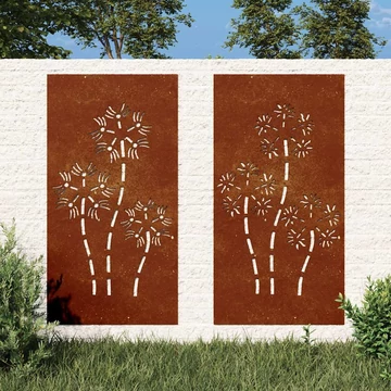 vidaXL 2 db virágmintás corten acél kerti faldí­sz 105 x 55 cm