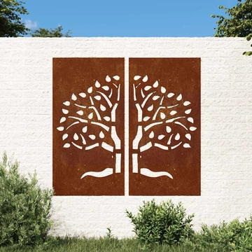 vidaXL 2 db famintás corten acél kerti faldí­sz 105 x 55 cm