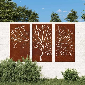 vidaXL 3 db famintás corten acél kerti faldí­sz 105 x 55 cm