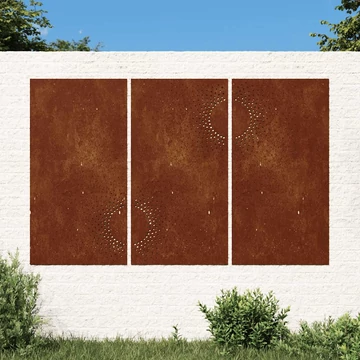 vidaXL 3 db napmintás corten acél kerti faldí­sz 105 x 55 cm