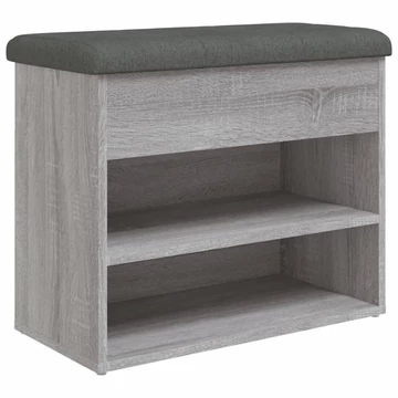 Szürke sonoma színű párnázott felnyitható cipőtároló pad 62 x 32 x 50 cm