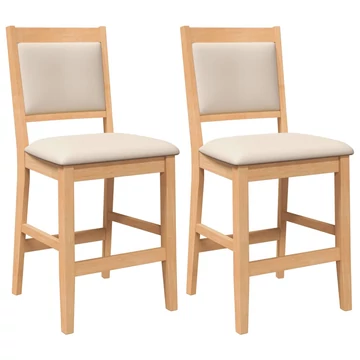 2 db természetes tömör fa gumiból bárszékek párnákkal