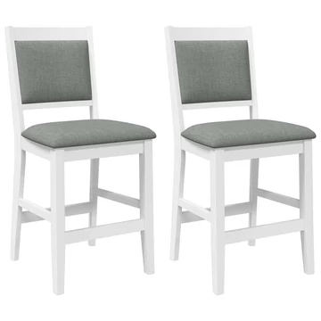 2 db fehér tömör fa gumiból bárszékek párnákkal