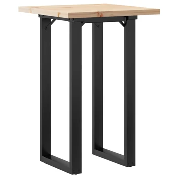 vidaXL tömör fenyőfa és acél étkezőasztal O-vázzal 50x50x75,5 cm