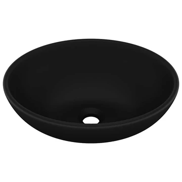 vidaXL ovális matt fekete kerámia luxus mosdókagyló 40 x 33 cm