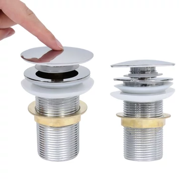 vidaXL krómszí­nű nyomógombos leeresztő túlfolyó nélkül 6,4x6,4x9,1 cm