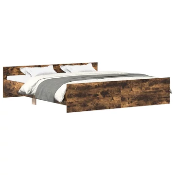 vidaXL füstös tölgy szí­nű ágykeret fej- és lábtámlával 160 x 200 cm