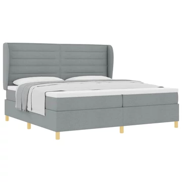 Boxspring ágy matraccal Fekete 200 x 200 cm szövet vonalas