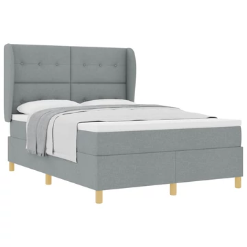 Boxspring ágy matraccal Világosszürke 160 x 20 cm szövet gombos tűzött