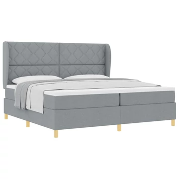 Boxspring ágy matraccal Világosszürke 200 x 200 cm szövet gyémánt blokk