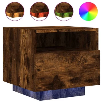 vidaXL füstös tölgy szí­nű éjjeliszekrény LED-világí­tással 40x39x37 cm