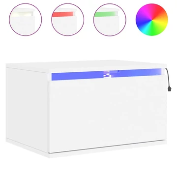 vidaXL fehér falra szerelhető éjjeliszekrény LED-világí­tással