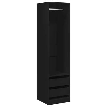 Fekete fa ruhásszekrény fiókokkal 50 x 50 x 200 cm