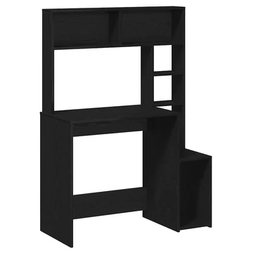 Fekete íróasztal polcokkal 100x45x140 cm