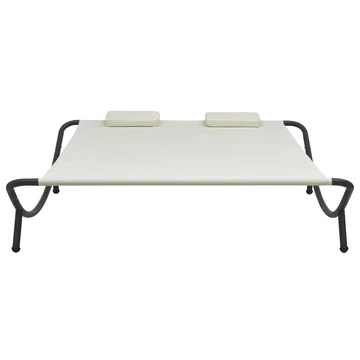 vidaXL krémszí­nű szövet kültéri napozóágy