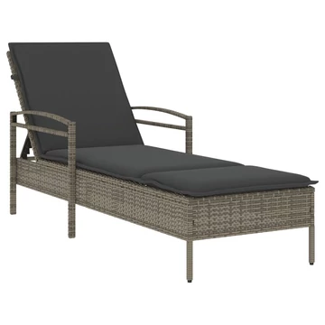 vidaXL szürke polyrattan napozóágy párnával 63x200x81 cm