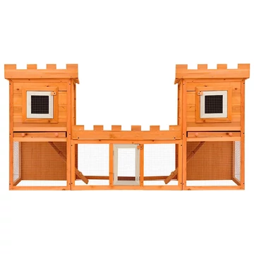 Kültéri nagyméretű nyúlketrec/kisállatketrec két házikóval