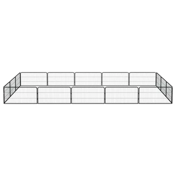 16-paneles fekete porszórt acél kutyakennel 100 x 50 cm