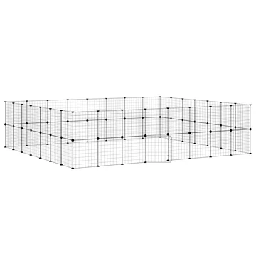 60 paneles fekete acél kisállatketrec ajtóval 35 x 35 cm