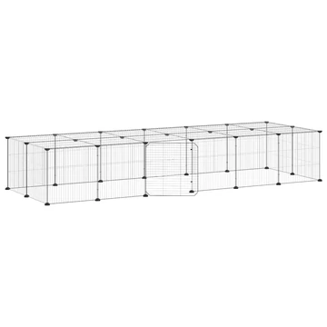 28 paneles fekete acél kisállatketrec ajtóval 35 x 35 cm