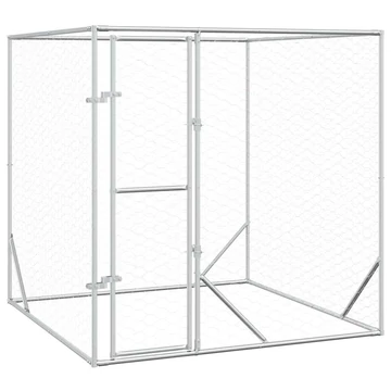 Ezüstszínű kültéri horganyzott acél kutyakennel 2x2x2 m