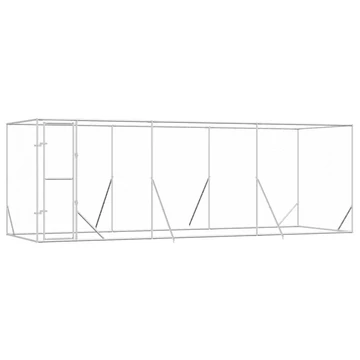 Ezüstszínű kültéri horganyzott acél kutyakennel 6x2x2 m