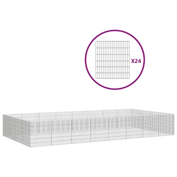 24 paneles horganyzott vas szabadon álló állatketrec 54 x 60 cm